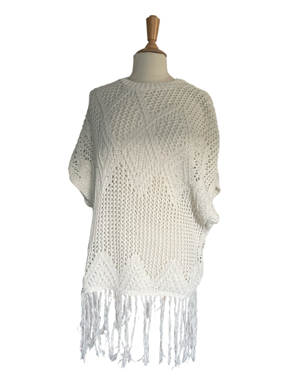 Zara Open Knit Fringe Crochet Top Size Medium